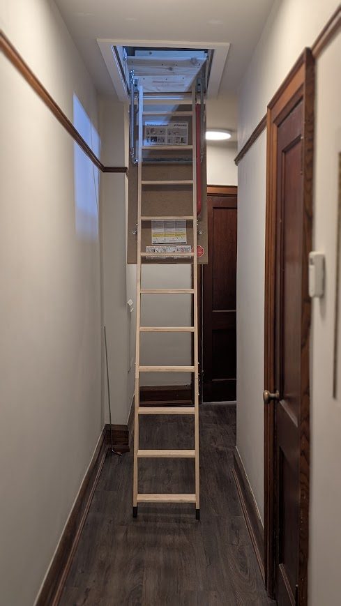 The Beaches hallway after installation of a new FAKRO attic access hatch